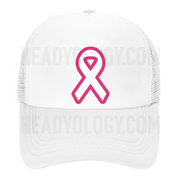 Cancer Awareness Hat Pink Ribbon Baseball Trucker Hat(Choose your color) - Picture 7 of 16